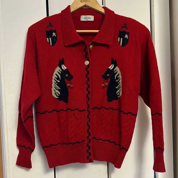 Vintage Jantzen wool horse girl sweater 🐎 - Picture 1 of 3